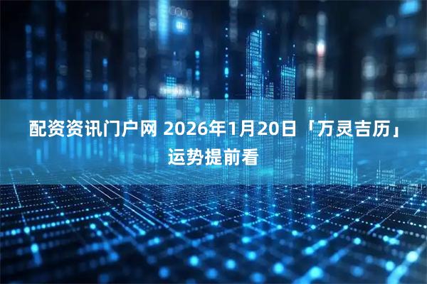 配资资讯门户网 2026年1月20日「万灵吉历」运势提前看
